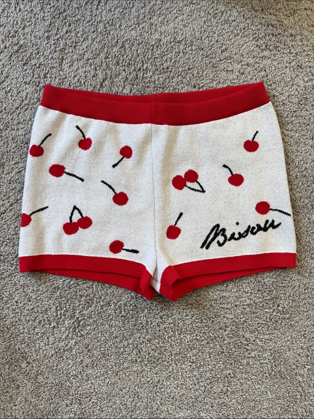 Anthropologie Knit Cherry Patterned Shorts